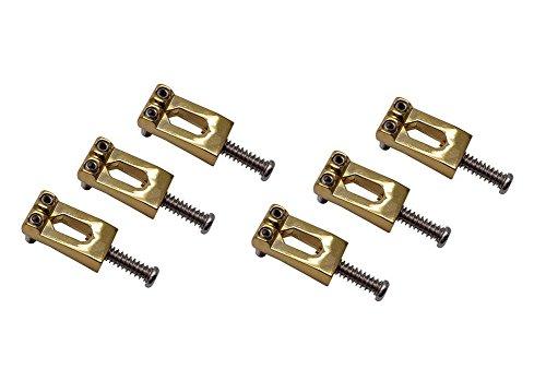 Timiy 6 Pieces Electric Guitar Bridge Saddles Flat Set for Strat Tele Guitar Replacement (Gold)