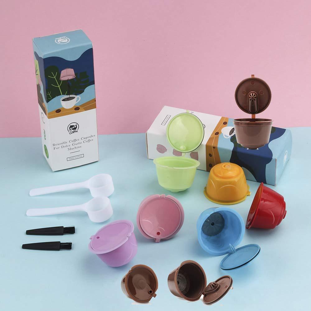 9pcs/pack Refillable Dolce Gusto coffee Capsules Reusable Coffee Pods for Dolce Gusto Reusable filters Dolce Gusto Capsules with coffee Reusbale spoon and brush