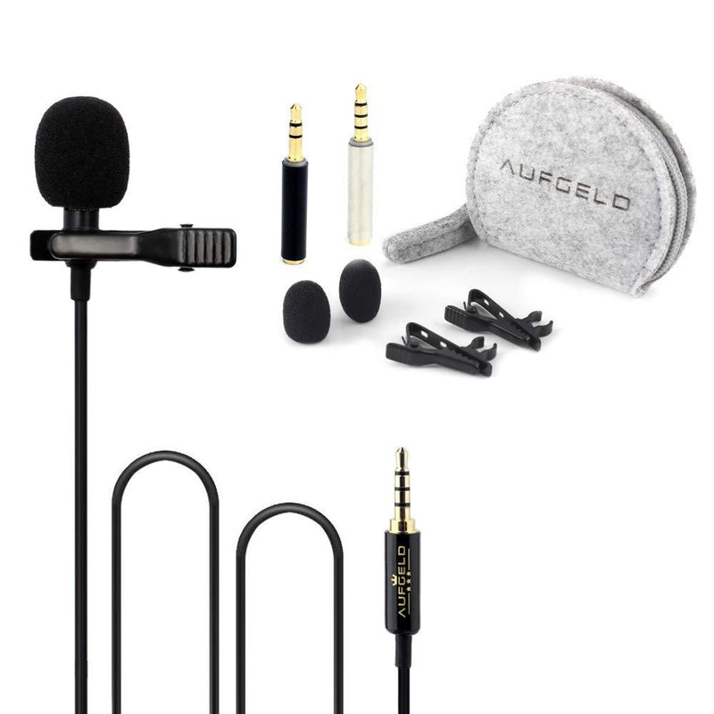 Professional Small Mini Lavalier Lapel Omnidirectional Condenser Microphone Compatible with iPhone Android Windows Cellphones Clip On Interview Video Voice Podcast Noise Cancelling Mic Blogger Vlogger