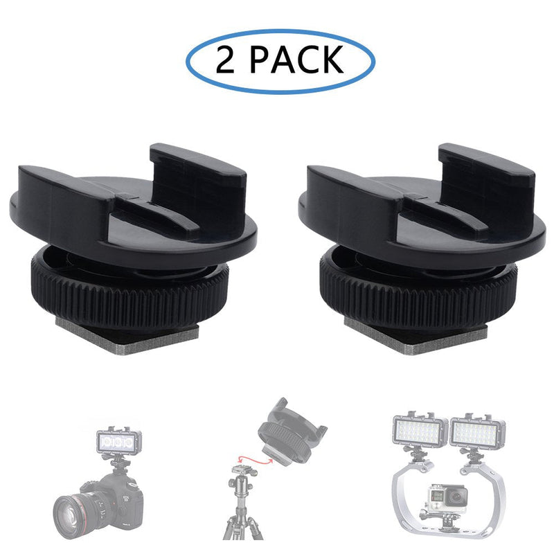 Suptig Mount Light Adapter Cold Shoe Mount Adapter for SLR Camera Gopro Camera Suptig Light and Other Action Cameras (2 Pack) Black