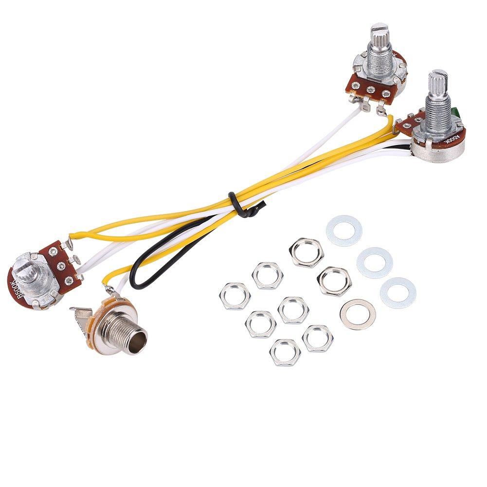 Guitar Wiring Harness Set Prewired 500K Pots Control Knobs Wiring Harness Kit for JB Electirc Guitar Bass