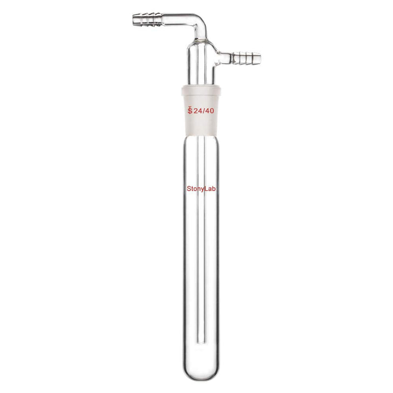 stonylab Glass Vacuum Cold Trap Bubbler with 10mm Serrated Hose, 200mm Length Below The 24/40 Joint 200 mm