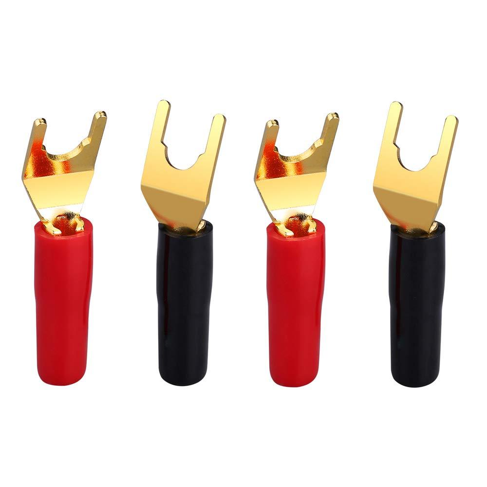 [AUSTRALIA] - EIGHTNOO Y  Plug 45 Degree Spade Connector for Speaker Wire, Insulated Fork Connector Electrical Crimp Terminal for Speaker Cable (2 Red & 2 Black) 
