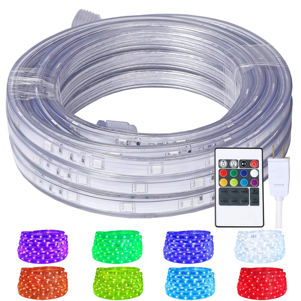 LED Rope Lights, 16.4ft Flat Flexible RGB Strip Light, Color Changing, Waterproof for Indoor Outdoor Use, Connectable Decorative Lighting, 8 Colors and Multiple Modes Rgb (Red, Green, Blue)