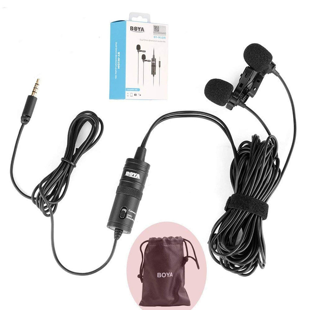 BOYA BY-M1DM Dual Lavalier Universal Microphone with a Single 1/8 Stereo Connector for Smartphones DSLR Camears Camcorders