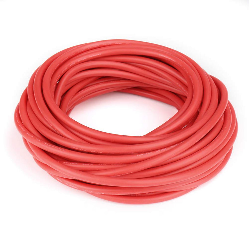 XJS Electric Copper Core Flexible Silicone Wire Cable Red 10M 32.8Ft (22AWG 40KV) 22AWG 40KV
