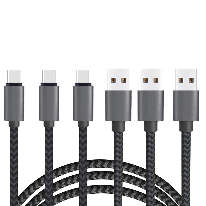 USB Type C Cable 3ft 3Pack by Ailun High Speed Type-C to USB A Sync and Charging Nylon Braided Cable for Galaxy s20, s20+ S20Ultra S10 Plus and More Smartphone Tablets Silver BlackGrey NOT Micro USB 3ft 3ft 3ft