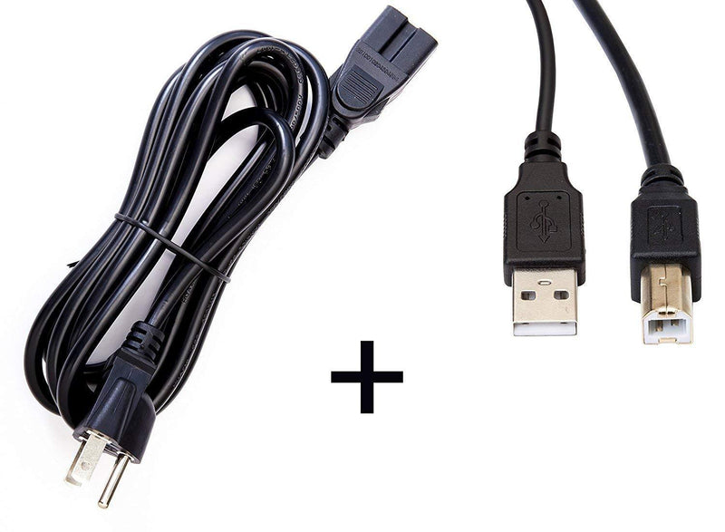 Omnihil 8 Feet AC Cord + 30 Feet 2.0 USB Cable Compatible with Yamaha CP4 Stage Piano