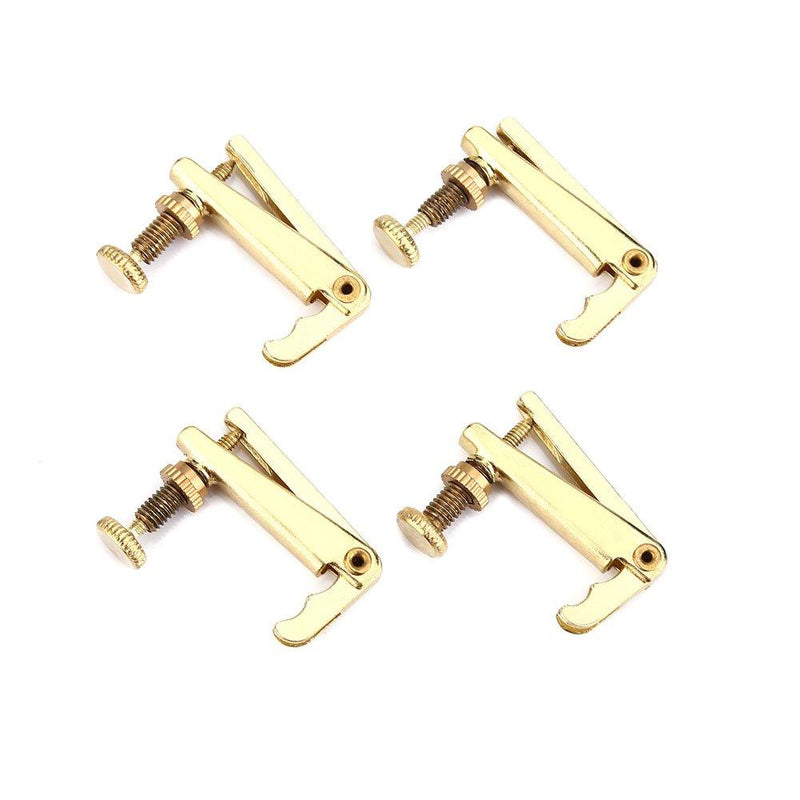 Violin Fine Tuners, String Fine Adjuster Tuners Musical Instrument accessory for 3/4 4/4 Violin (Gold) (4Pcs)