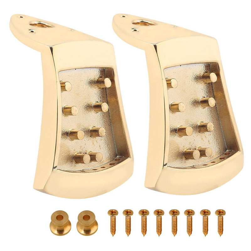 Guitar Tailpiece Golden Zinc Alloy Tailpiece Replacement for 8-String Mandolin Guitar Set of 2