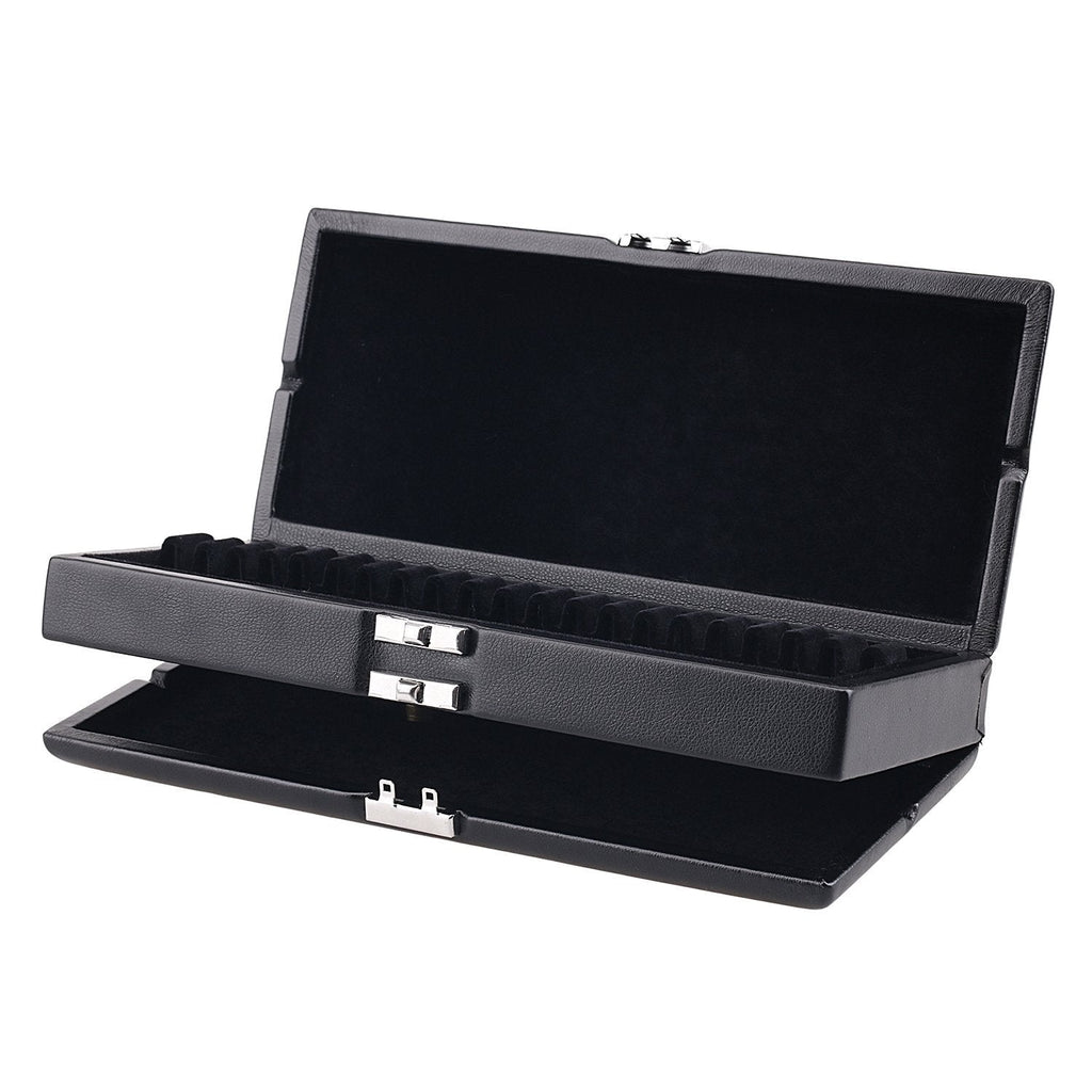 Oboe Reed Case Black PU Leather 2 Layers Reed Case for 40 Oboe Reeds Protect Against Moisture