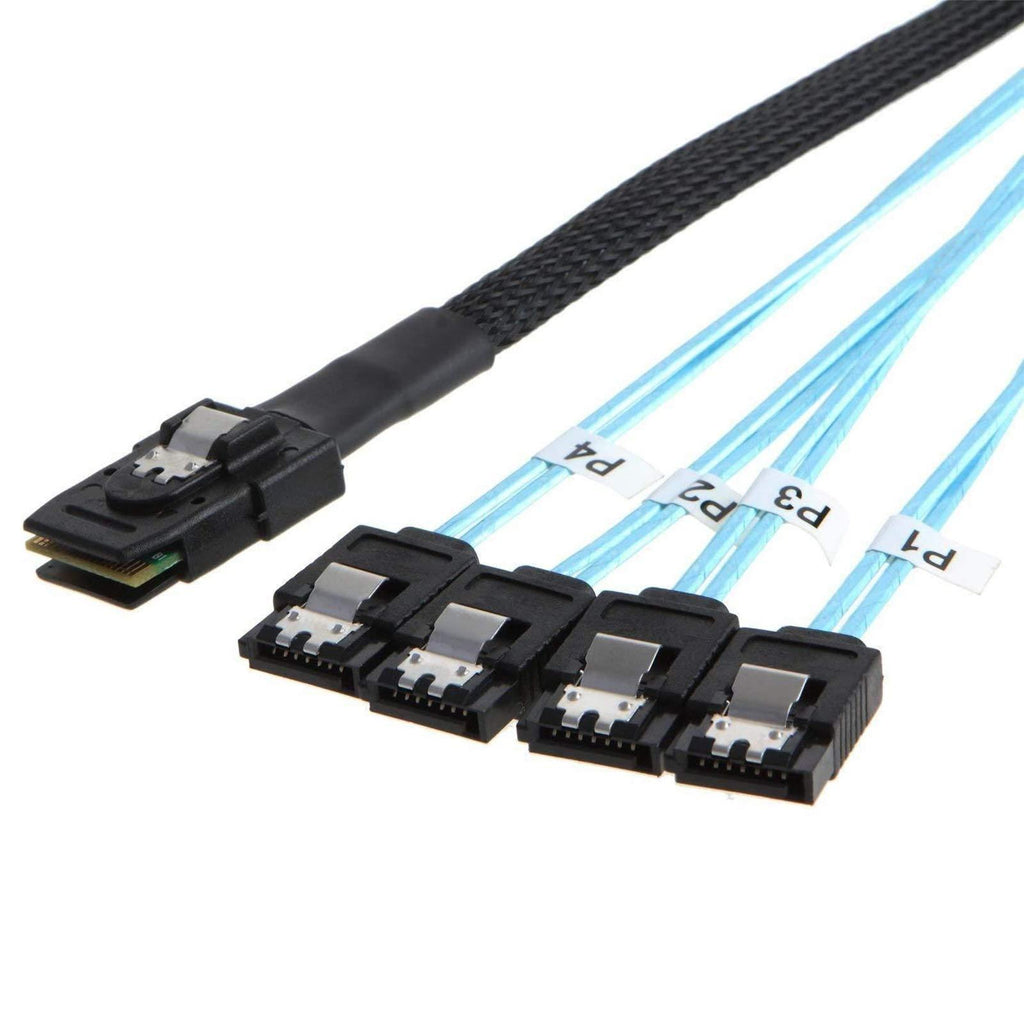 CableCreation [2 Pack] Mini SAS 36Pin (SFF-8087) Male to 4 SATA 7Pin Female Cable, Mini SAS Host/Controller to 4 SATA Target/Backplane, 1M / 3.3FT 3.3 Feet [2-Pack]