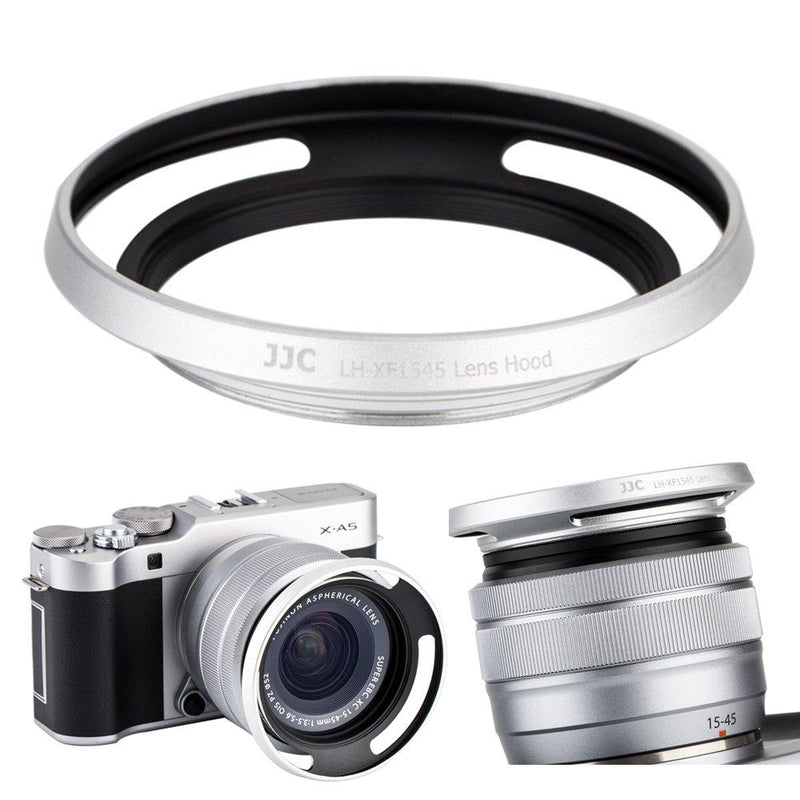 52mm Screw In Lens Hood Shade Cover for Fujifilm Fuji Fujinon XC 15-45mm F3.5-5.6 OIS PZ Lens on Camera X-T30 X-T20 X-T10 X-T200 X-T100 X-A7 X-A5 X-A10 X-E3 X-E2S XE2 X-S10 X-T4 X-T3 X-T2 Xpro3 Silver