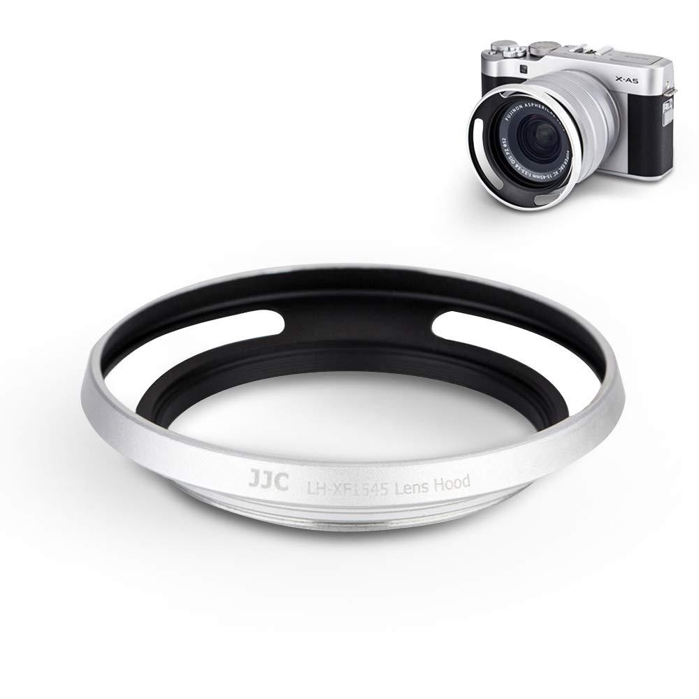 Lens Hood Shade JJC Camera Hood for Fujifilm Fujinon XC 15-45mm F3.5-5.6 OIS PZ Lens for Fuji X-A5 X-T100 –Silver Sliver