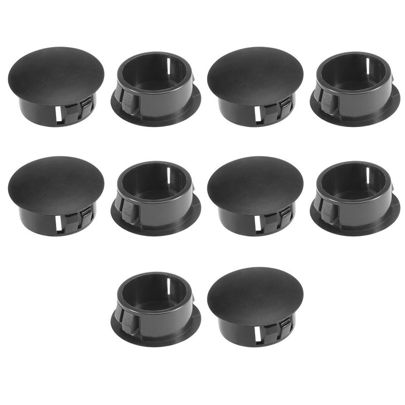 uxcell Hold Plugs,10pcs 19mm x 10.5mm Black Nylon Round Snap Panel Locking Hole Plugs Cover