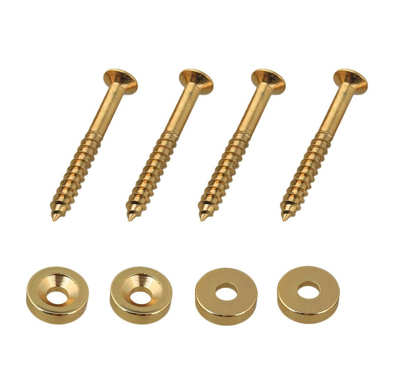 Timiy Metal Neck Joint Ferrules Bushings Bolts with Matching Screws for Electric Guitar Bass Guitar Replacement Pack of 4(Gold)