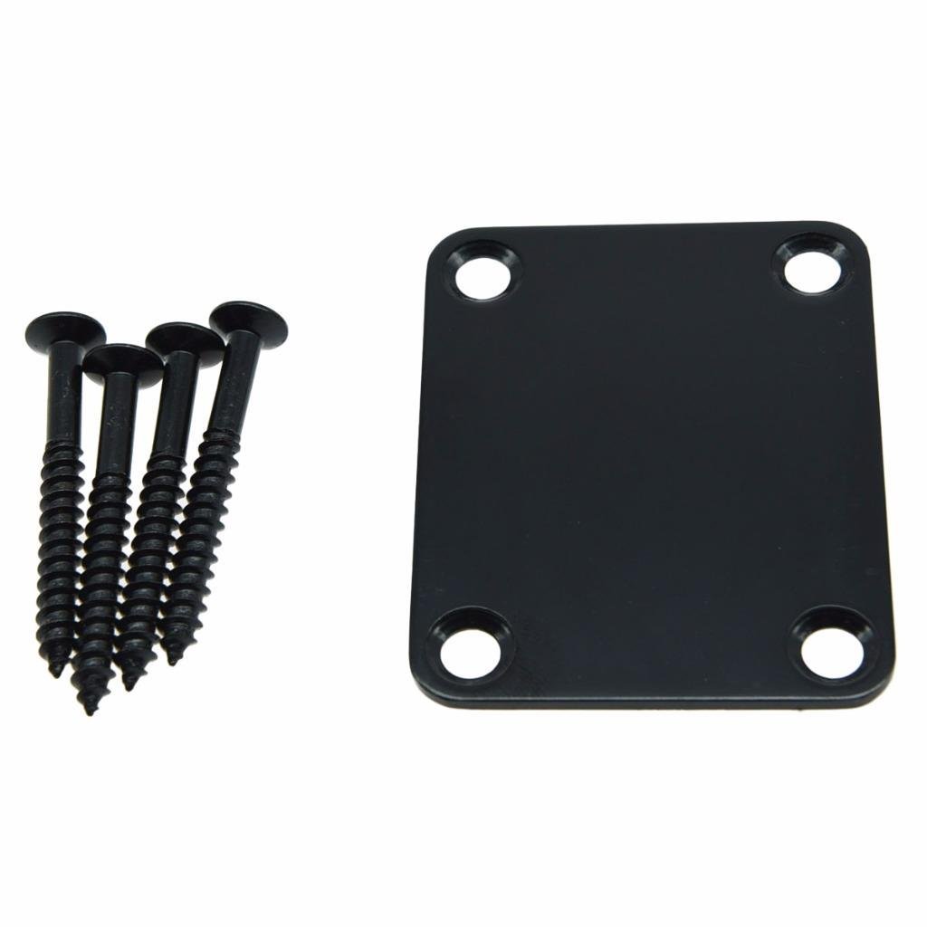 Dopro 4-Bolt Electric Guitar Replacement Neckplate Bass Metal Neck Plate with Screws for Fender Strat Tele or Basses Black