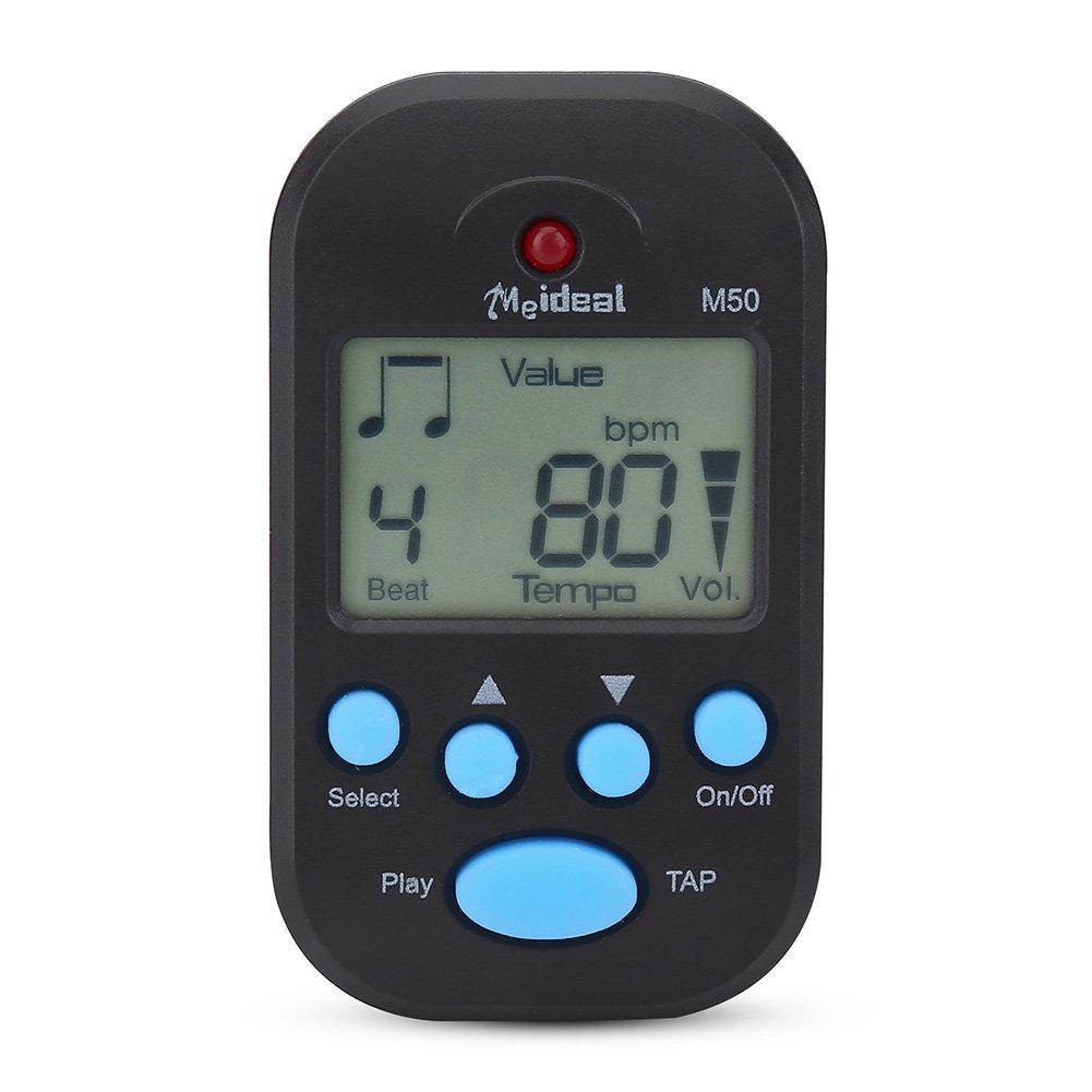 Portable Mini Metronome Multi-Functional Clip-On Digital Beat Tempo Metronome for Piano, Violin, Guitar, Trap Drum Black