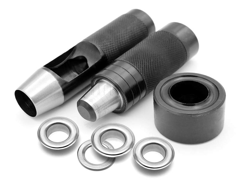 CRAFTMEMORE 1/2" Grommet Tool Kit Eyelet Setting Tool Grommet Setter Hole Punch Cutter & Pack of 10 Grommets (1/2 (13mm) Inside Diameter) 1/2" (13 mm)