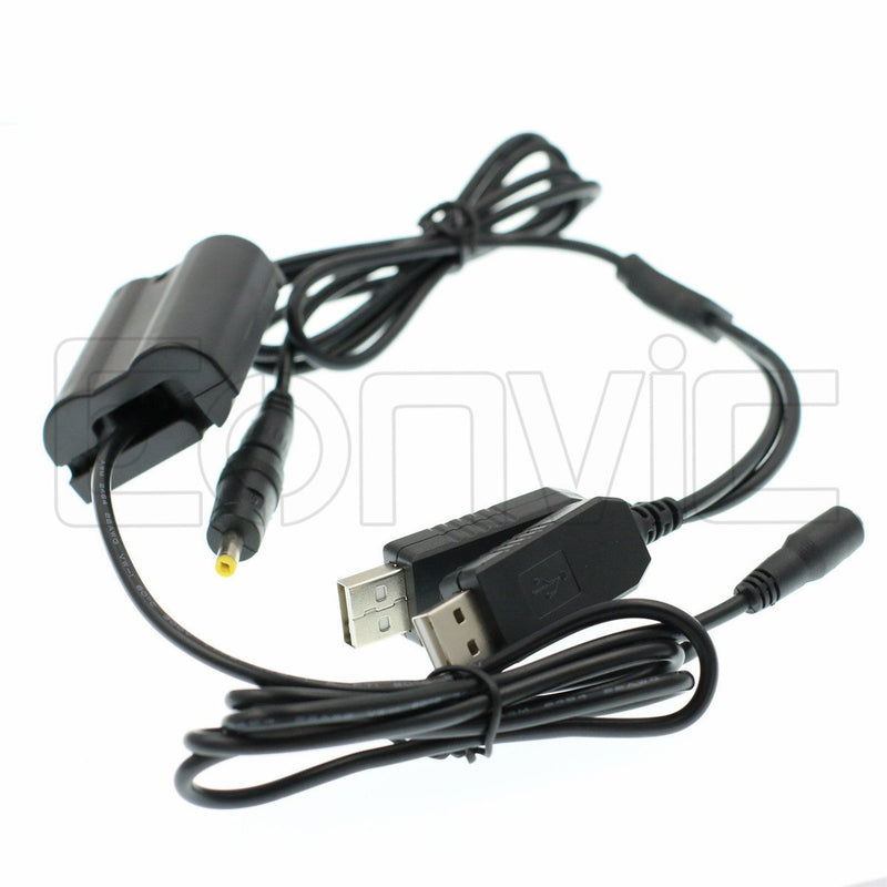 Eonvic EP-5B DC Coupler Dual USB Adapter Cable for Nikon V1 D800 D610 D810