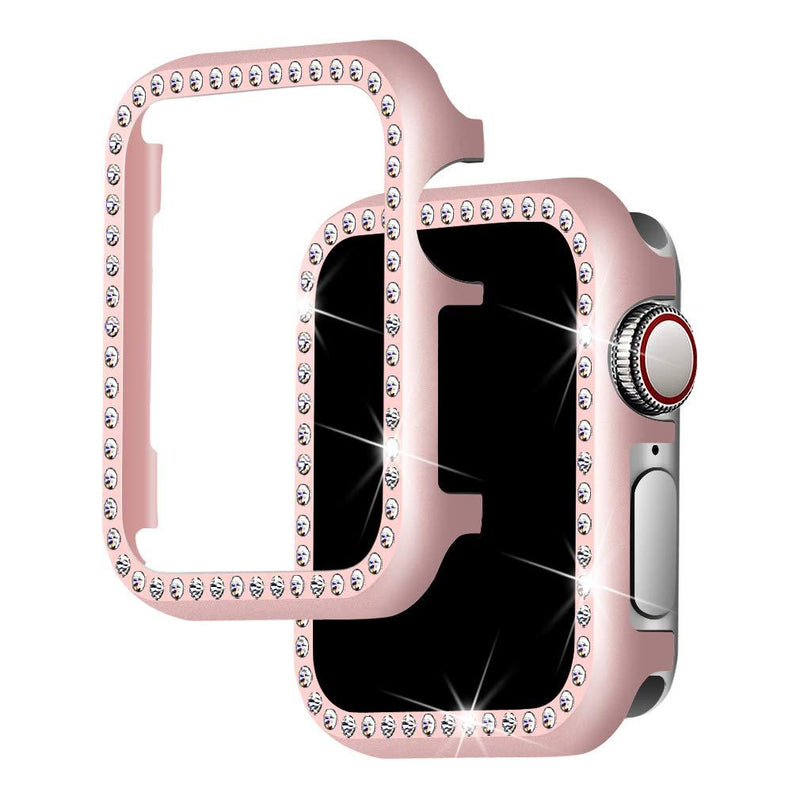 for Apple Watch Case 38mm, Falandi Apple Watch Face Case with Bling Crystal Diamonds Plate iWatch Case Cover Protective Frame for Apple Watch Series 5/4/3/2/1 (Rose Gold Diamond, 38mm) Rose Gold-Diamond 38 mm