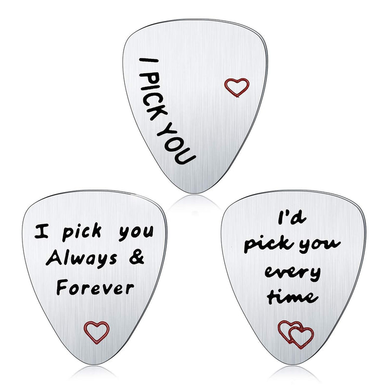Pack Of 3 Guitar Picks I Pick You Gift For Husband Wife Boyfriend Girlfriend Gift For Love