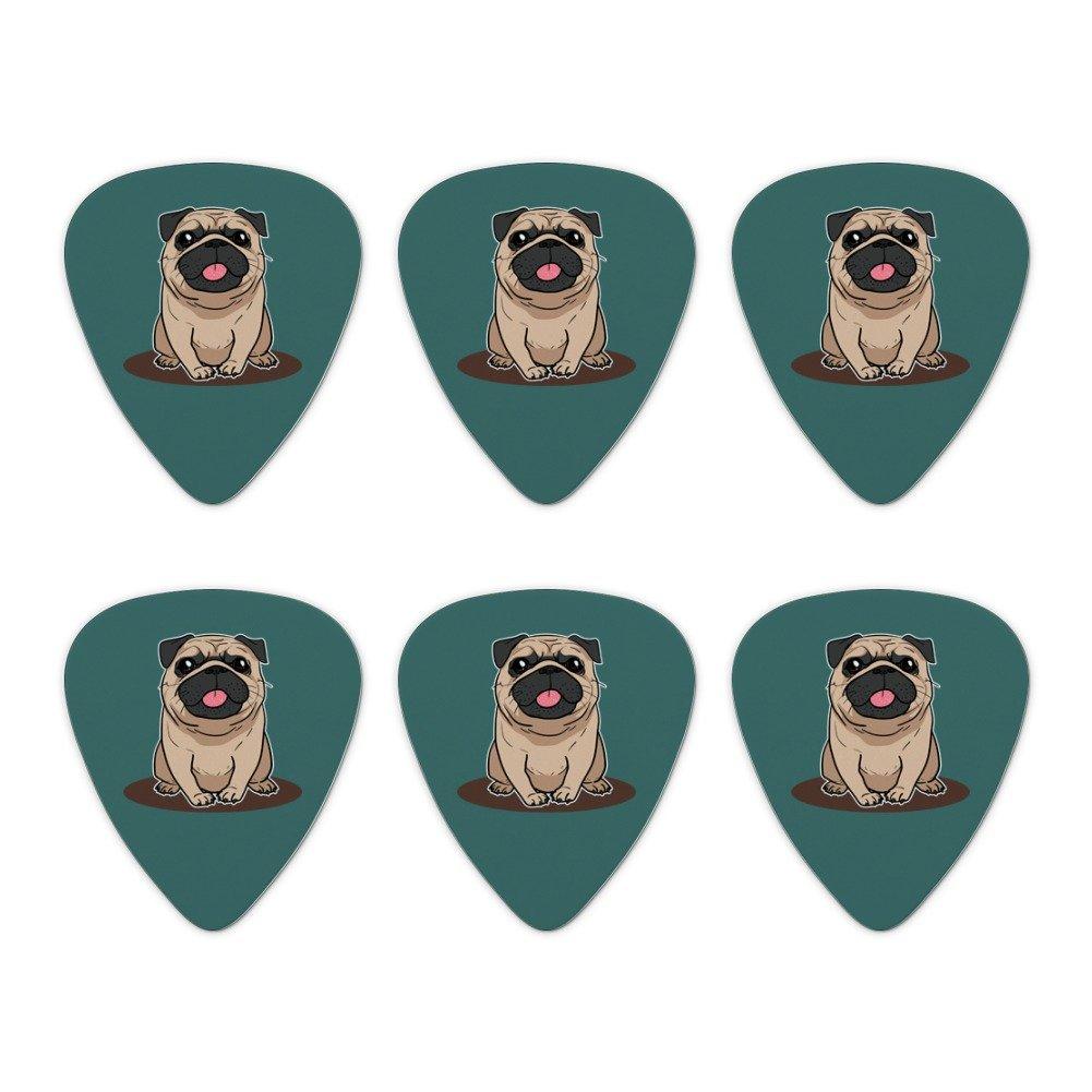 Pug Sticking Out Tongue Novelty Guitar Picks Medium Gauge - Set of 6