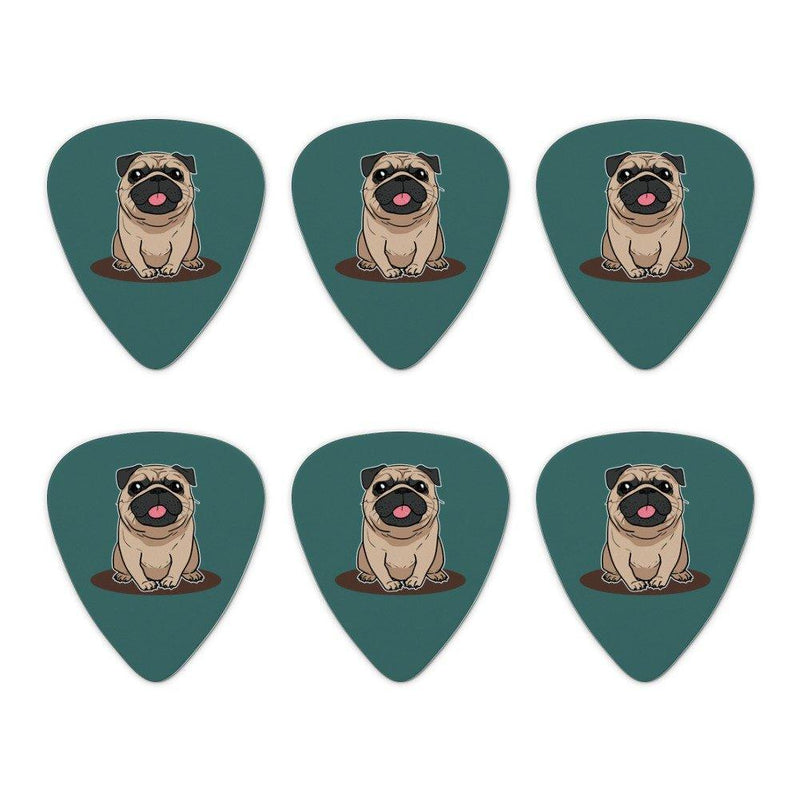 Pug Sticking Out Tongue Novelty Guitar Picks Medium Gauge - Set of 6