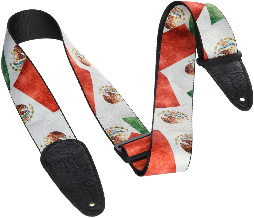 Levy's Leathers 2" Polyester Guitar Strap with Sublimation Printed Distressed Flag Design (MDP-MX) Mexico