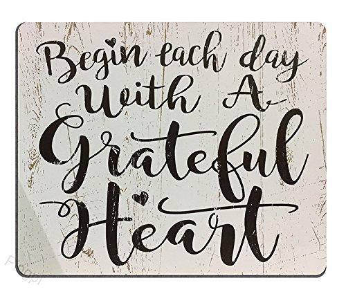 Pingpi Gaming Mouse Pad Custom, Begin Each Day with a Grateful Heart Wood Signs with Sayings,Personalized Design Non-Slip Rubber Mousepad P74