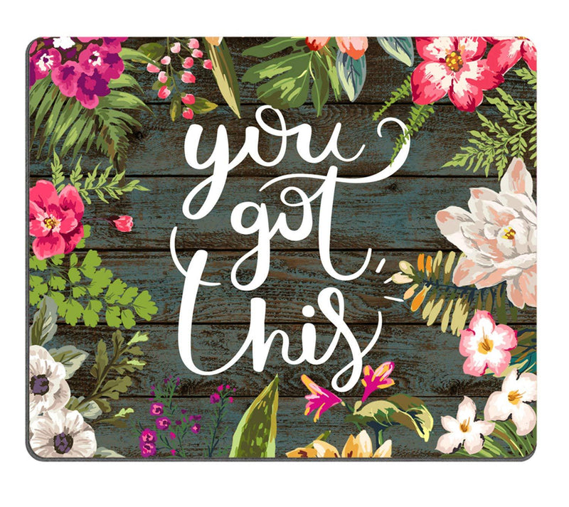 Pingpi Floral Mouse Pad Motiavation Quote You Got This Neoprene Inspirational Quote Mousepad Office Space Decor Home Office Computer Accessories Mousepads Watercolor Vintage Flower Design P51