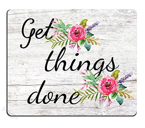 Floral Mouse Pad Motiavation Quote Get Things Done Neoprene Inspirational Quote Mousepad Office Space Decor Home Office Computer Accessories Mousepads Watercolor Vintage Flower Design P43