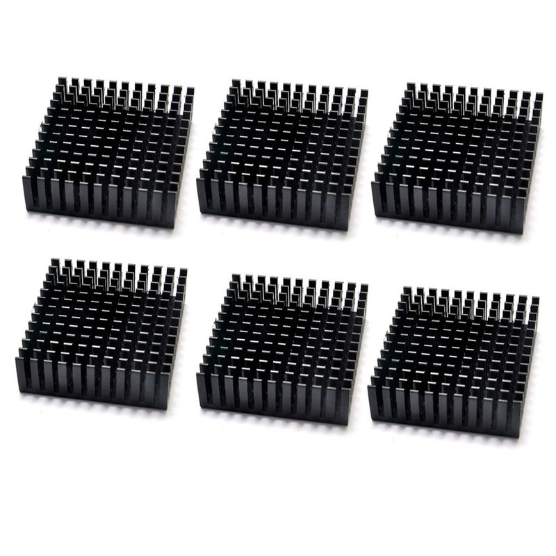 Antrader 6pcs Aluminum Chipset Heat Radiator Cooling Fin Heatsink 40mm x 40mm x 11mm Black