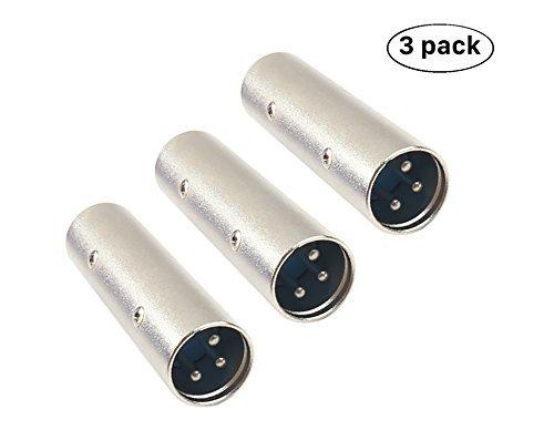 [AUSTRALIA] - Devinal XLR Male to Male Adapter Connecter 3 Pole Gender Changer Coupler, Extends The Length of Cables with XLR Plugs- Microphone, AES/EBU, etc. - 3 Pack Male Coupler 