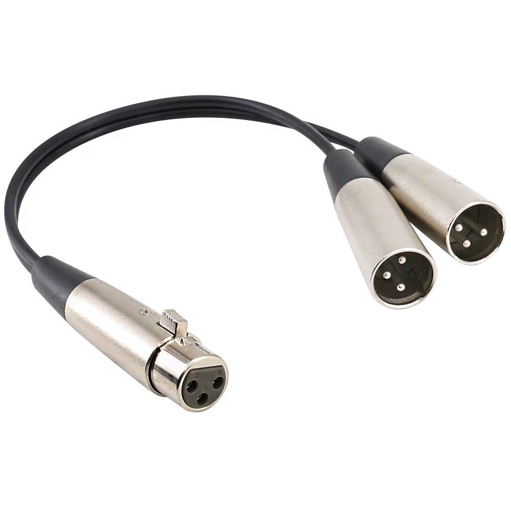 [AUSTRALIA] - XLR Splitter Cable 1 ft, Yeung Qee 3 Pin XLR Female to Dual XLR Male Y- Cable Balanced Microphone Splitter Cord Audio Adaptor 