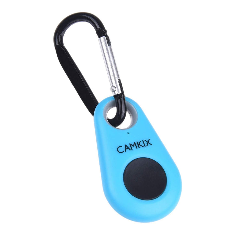 CamKix Camera Shutter Remote Control with Bluetooth Wireless Technology - Drop Style - Compatible with iPhone/Android - One Button Control - Carabiner and Lanyard with Detachable Ring Included Blue