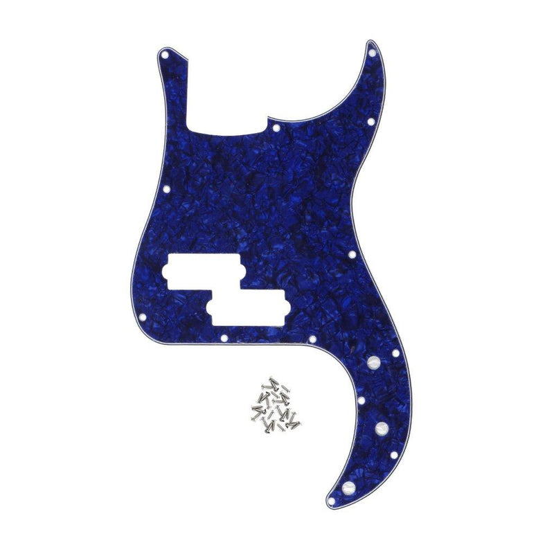 FLEOR 13 Hole P Bass Pickguard Guitar Scratch Plate Pick Guard for 4 String USA/Mexican Standard Precision Bass Style, 4Ply Blue Pearl