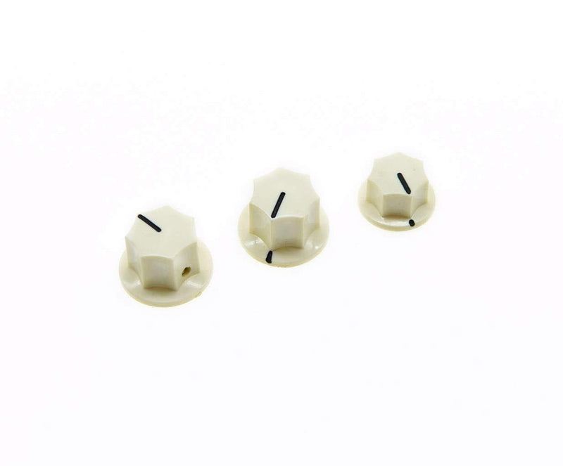 Dopro Set of 3 Aged White Brass Insert USA Spec 1/4" Jazz J Bass Knobs,Large & Small Knob