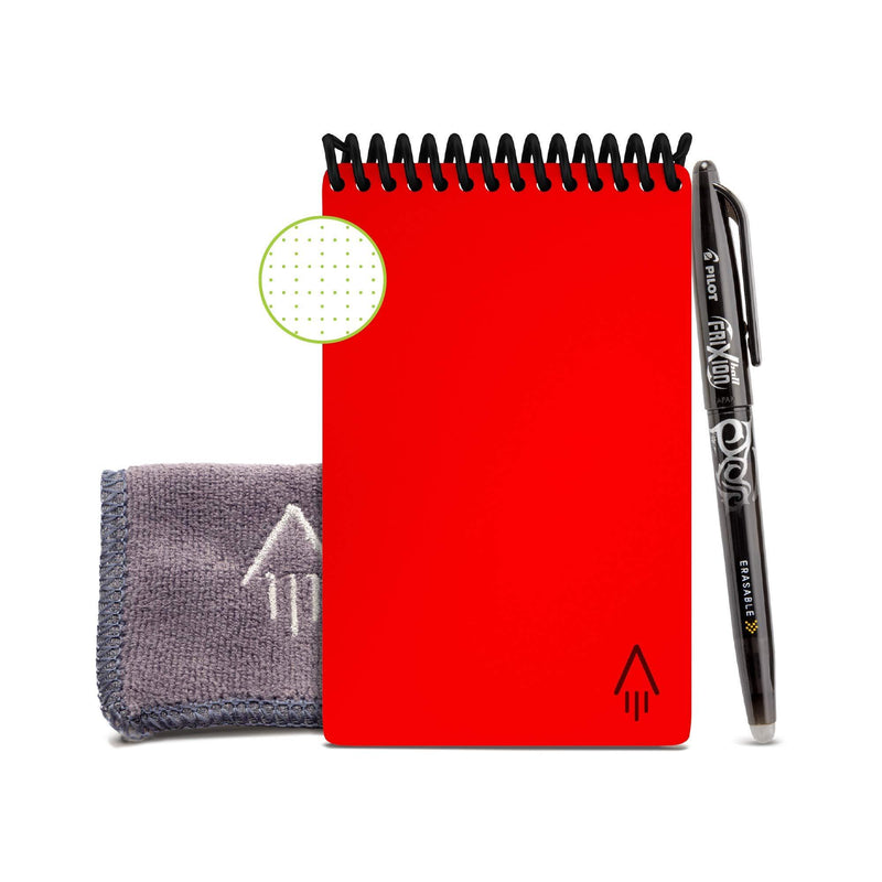 Rocketbook Smart Reusable Notebook - Dotted Grid Eco-Friendly Notebook with 1 Pilot Frixion Pen & 1 Microfiber Cloth Included - Atomic Red Cover, Mini Size (3.5" x 5.5")