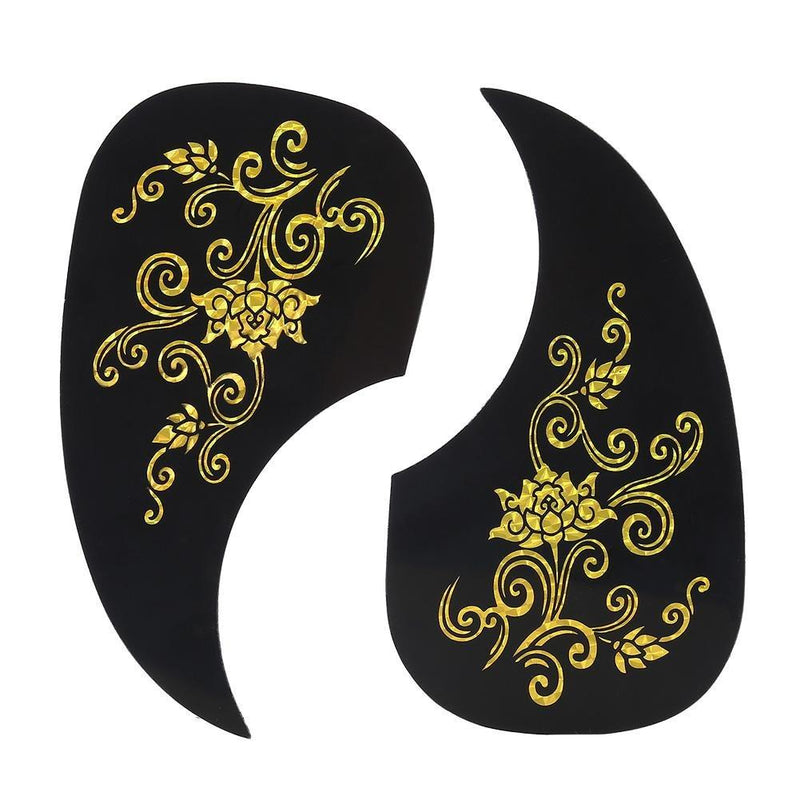 Dilwe 2Pcs Guitar Pickguard Sticker, Comma Shape Pick Guard for Acoustic Guitar Accessory (Gold Vine)