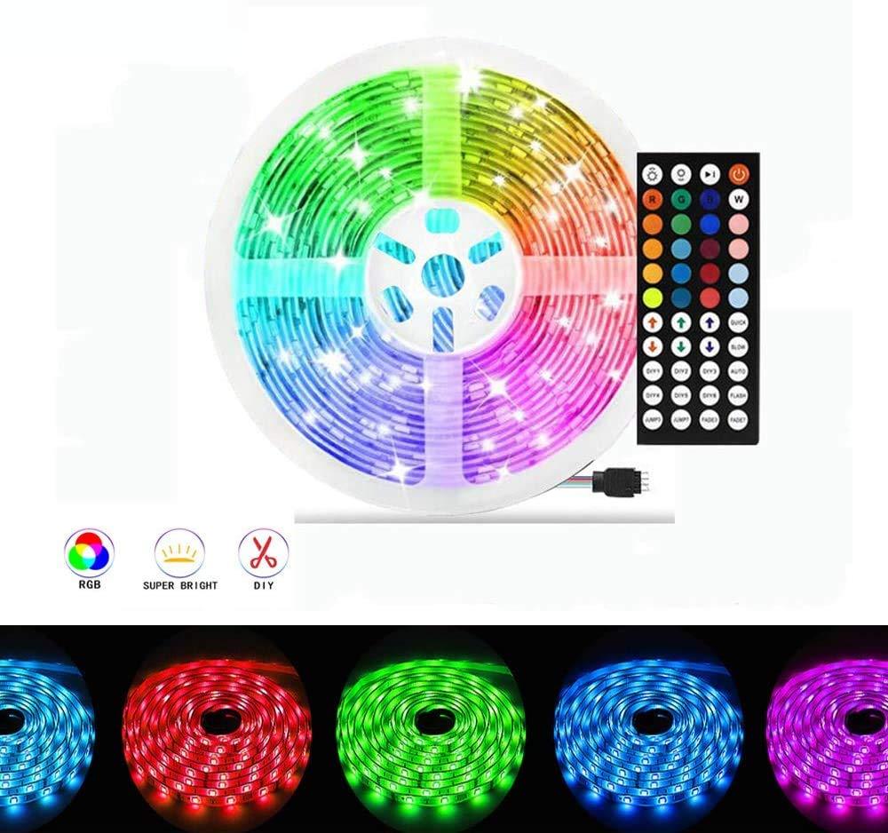 [AUSTRALIA] - Tingkam 39.4 ft 12 M Non-Waterproof 5050 SMD RGB LED Flexible Strip Light Black PCB Board Color Changing Decoration Lighting 300 LEDs Kit + 20 Key Remote Controller 12m-nw 