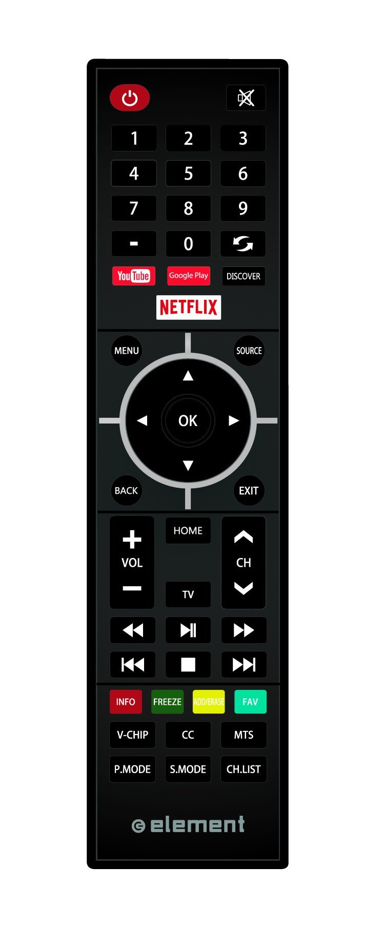 Element Electronics Remote for Element's Smart TV Model