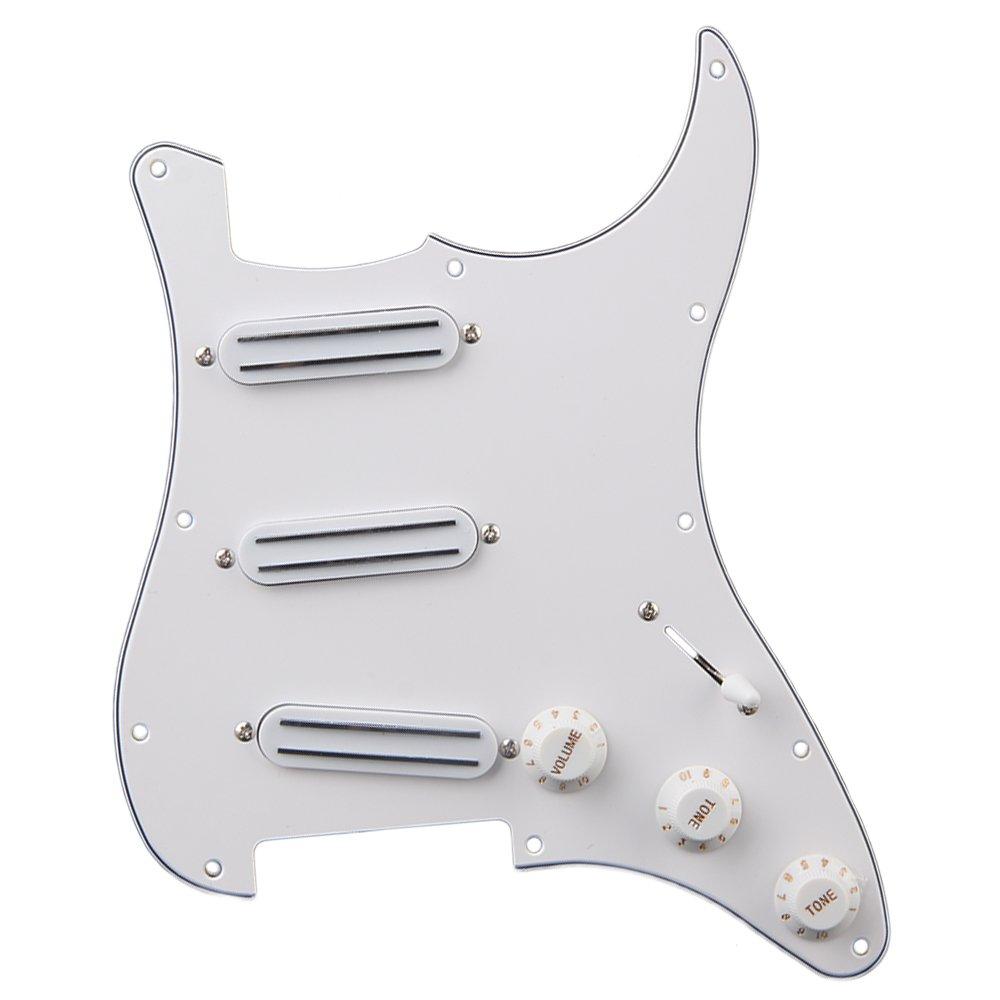 lovermusic lovermusic B500K/A500K Tone Dual Rail Pickups Pickguard 11 Hole Replacement for Electric Guitar White