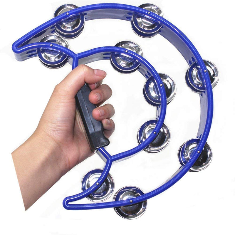 TANG SONG Double Row Tambourine Metal Jingles Hand Held Percussion Instrument For Kids And Adults Great For Party Bar KTV Percussion Ensembles(Deep Blue)