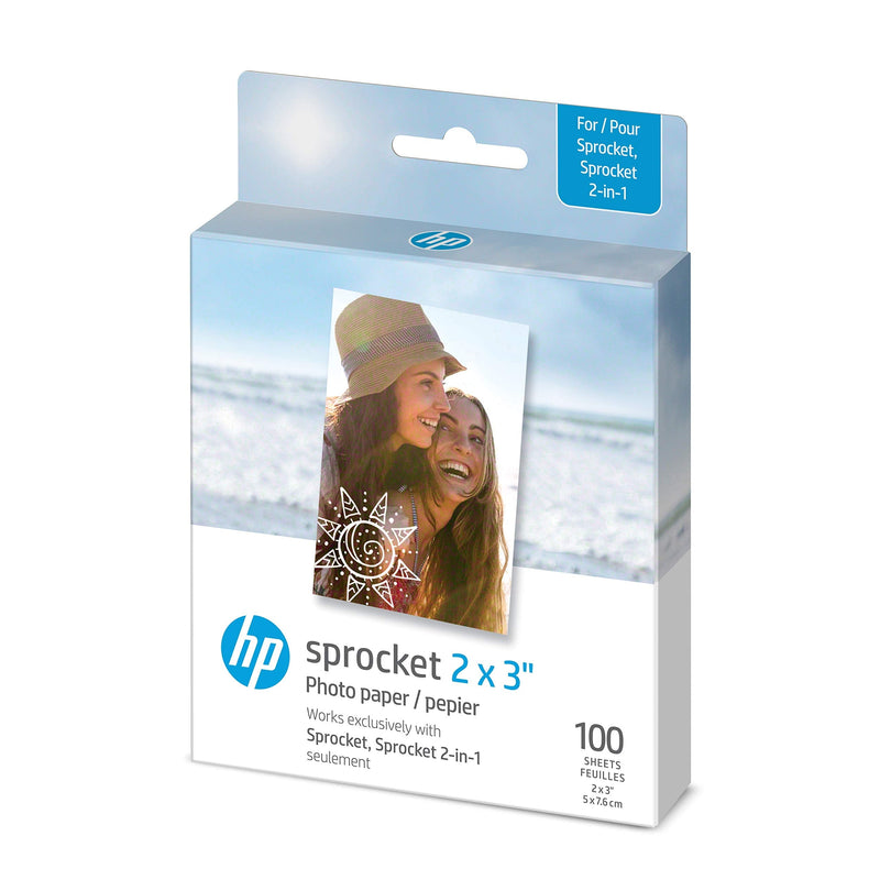 HP Sprocket 2x3" Premium Zink Sticky Back Photo Paper (100 Sheets) Compatible with HP Sprocket Photo Printers, Original Version. 100 Pack