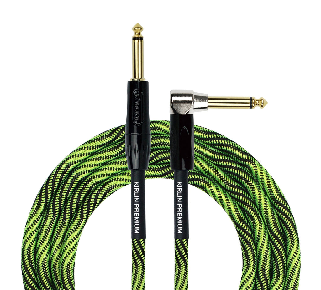 [AUSTRALIA] - KIRLIN Cable IWB Instrument Cable, 1/4-Inch Right Angle to Straight, Black Green Wave, 10FT (IWB-202 BFGL-10/WBG) 