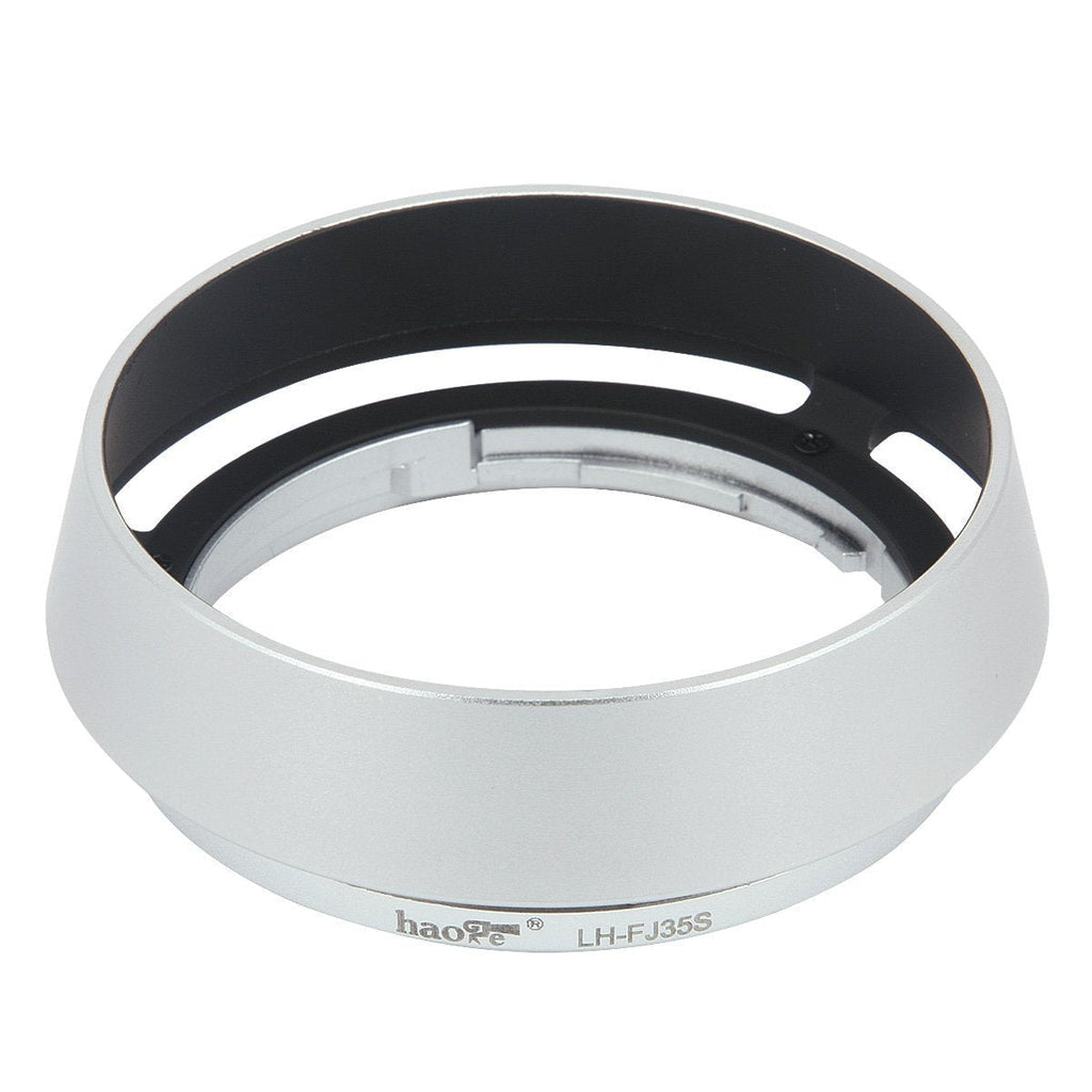 Haoge LH-FJ35S Bayonet Round Metal Lens Hood for Fujifilm Fuji Fujinon XF 35mm F2 R WR XF35mmF2, XF 23mm F2 R WR XF23mmF2 and XC 35mm F2 XC35mmF2 Lens Replace LH-XF35-2 Silver