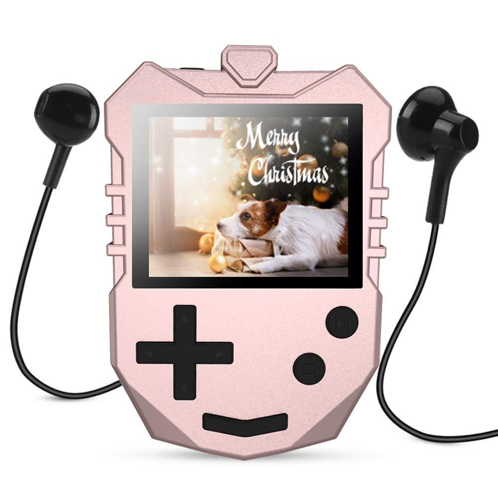 AGPTEK MP3 Player for Kids, Portable 8GB Music Player with Built-in Speaker, FM Radio, Voice Recorder, Expandable Up to 128GB, Rose Gold,K1