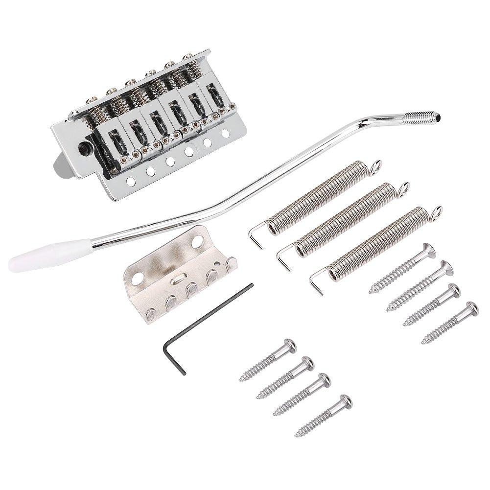 Guitar Tremolo Bridge, Zinc Alloy 6 Strings Electric Guitar Tremolo Bridge with Bar Repair Parts for Stratocaster