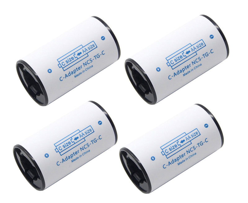 LAMPVPATH (Pack of 4) C Battery Adapter, AA to C Battery Adapter Converter Spacer, C Size Battery Adapter